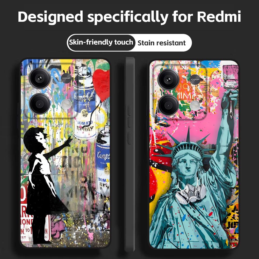 Xiaomi Redmi Note 13 - Casing Ponsel Seni Grafiti Banksy untuk
