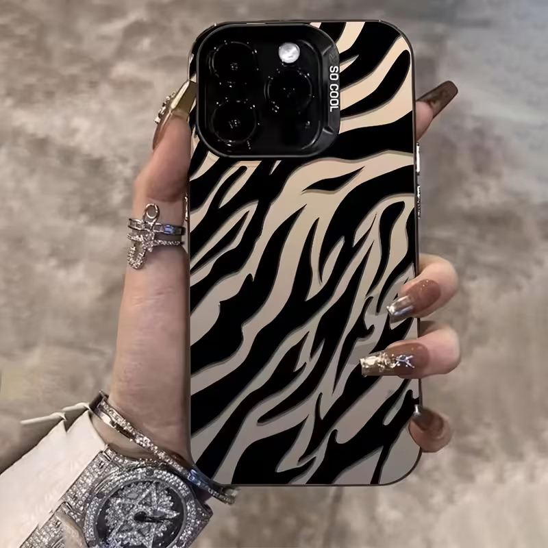 Apple Iphone 15 Pro Max - Casing Ponsel Motif Zebra Hitam IMD