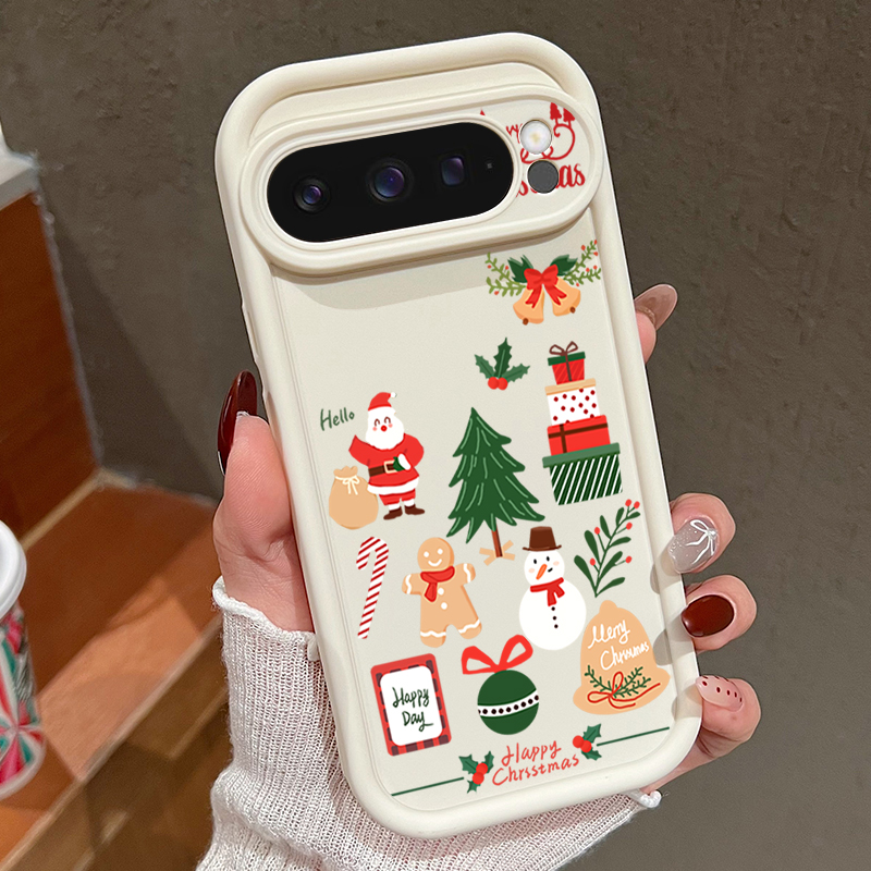 Google Pixel 9 - Casing HP TPU Lembut Motif Natal
